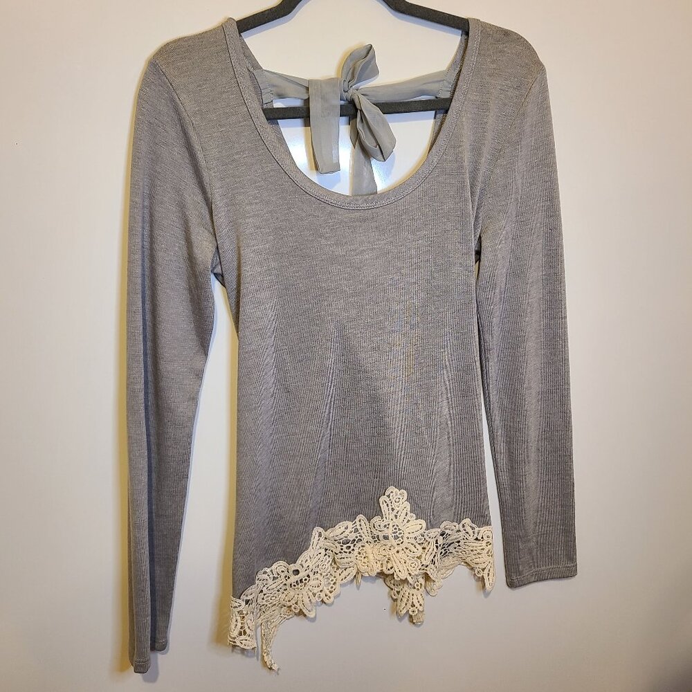 GRAY SELF ESTEEM LACE TOP - XL